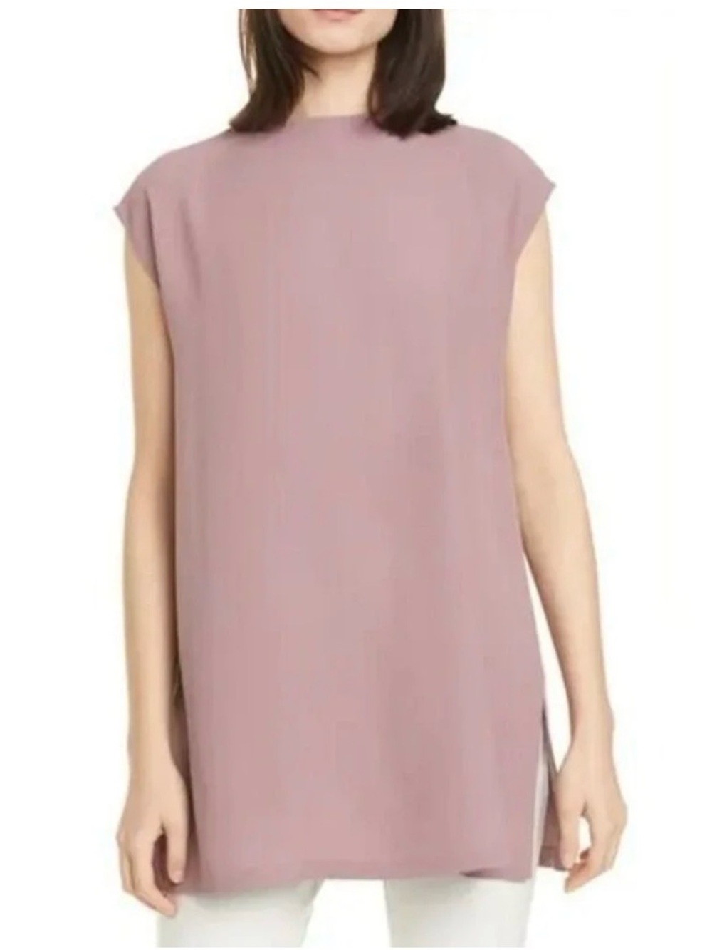 Eileen Fisher Silk Dusty Rose Sleeveless Tunic